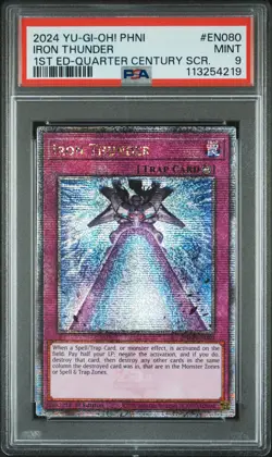 2024 YU-GI-OH! PHNI-PHANTOM NIGHTMARE #EN080 IRON THUNDER PSA 9 - Image 1