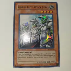 YUGIOH 1st EDITION CRV-EN020 GOBLIN ELITE ATTACK FORCE SUPER RARE NEAR MP/HP DMG - Image 1