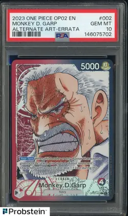 2023 One Piece OP02 EN Monkey D. Garp #002 Alternate Art Errata PSA 10 GEM MINT - Image 1