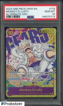 2023 One Piece OP05 EN Alternate Art #119 Monkey D. Luffy PSA 10 GEM MINT - Image 1