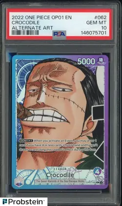 2022 One Piece OP01 EN Alternate Art #062 Crocodile PSA 10 GEM MINT - Image 1