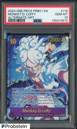 2024 One Piece PRB01 EN Alternate art #119 Monkey D. Luffy PSA 10 GEM MINT - Image 1