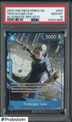 2025 One Piece PRB02 EN Alternate Art ST17 #002 Trafalgar Law PSA 10 GEM MINT - Image 1
