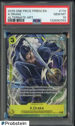 2025 One Piece PRB02 EN Alternate Art #114 X Drake PSA 10 GEM MINT - Image 1