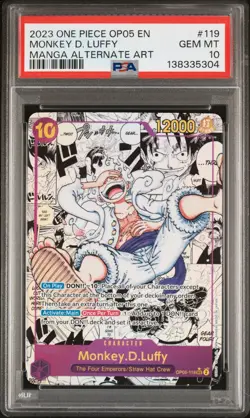 MONKEY D. LUFFY PSA 10 2023 ONE PIECE ENGLISH #119 OP05-119 MANGA ALTERNATE ART - Image 1