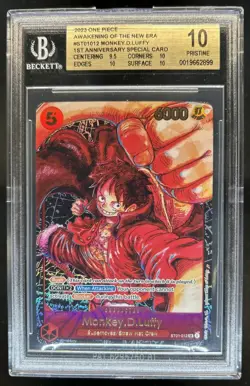 2023 One Piece 1st Anniversary Monkey D Luffy Special Alt Art #ST01-012 BGS 10 - Image 1