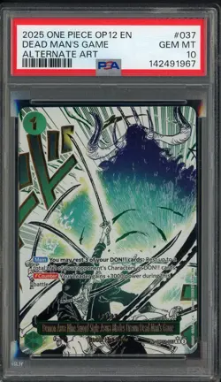 2025 One Piece OP12 EN Alternate Art #037 Dead Man's Game PSA 10 GEM MINT - Image 1