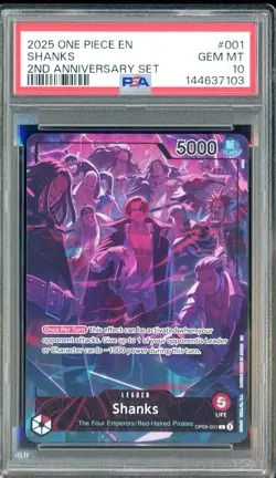 2025 One Piece EN 2nd Anniversary Set #001 Shanks PSA 10 GEM MINT - Image 1