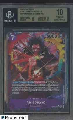 2023 One Piece Kingdoms of Intrigue OP04072 Mt. 5 Gem R PAR BGS 10 PRISTINE - Image 1
