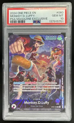 2024 One Piece PSA Magazine Exclusive Monkey D Luffy #060 PSA 10 GEM MINT - Image 1