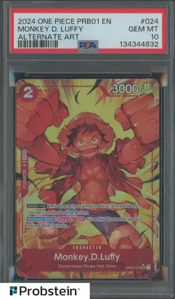 2024 One Piece PRB01 EN Alternate Art #024 Monkey D. Luffy PSA 10 GEM MINT - Image 1