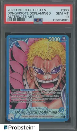2022 One Piece OP01 EN Alternate Art #060 Donquixote Doflamingo PSA 10 - Image 1