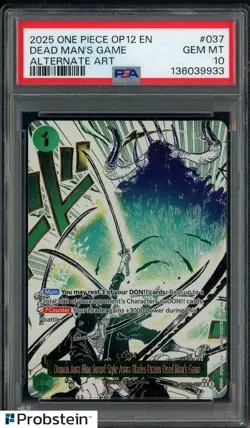 2025 One Piece OP12 EN Alternate Art #037 Dead Man's Game PSA 10 GEM MINT - Image 1