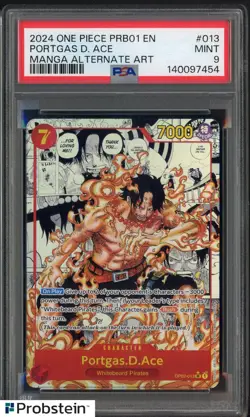 2024 One Piece PRB01 EN Manga Alternate Art #013 Portgas D Ace PSA 9 - Image 1