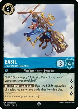 Basil - Great Mouse Detective 138/204 Rise of the Floodborn Non-Foil Lorcana - Image 1