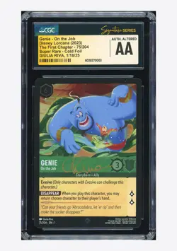 Disney Lorcana CGC AA AUTO AUTH Genie-On the Job SR Giulia Riva 2023 75/204 EN1 - Image 1
