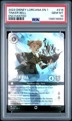 2023 DISNEY LORCANA EN 1-THE FIRST CHAPTER #216 TINKER BELL - GIANT FAIRY PSA 10 - Image 1