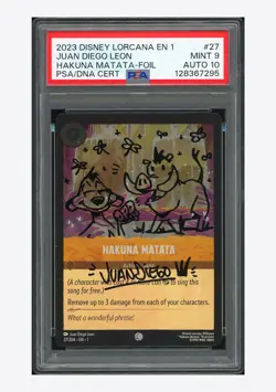 Disney Lorcana PSA9 AUTO10 Hakuna Matata Foil Juan Diego Leon 2023 27/204 EN1 - Image 1
