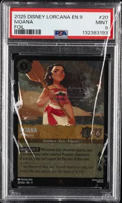 2025 DISNEY LORCANA EN 9-FABLED FOIL #20 MOANA - OF MOTUNUI PSA 9 - Image 1