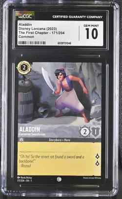Disney Lorcana The First Chapter Aladdin Cornered Swordsman 171/204 2023 CGC 10 - Image 1