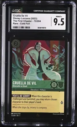 Disney Lorcana The First Chapter Cruella De Vil - Miserable as Usual 72 CGC 9.5 - Image 1
