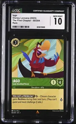 Disney Lorcana The First Chapter Iago Loud-Mouthed Parrot 80/204 CGC 10 - Image 1
