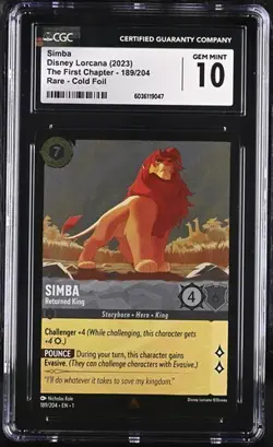 Disney Lorcana The First Chapter 189/204 Simba FOIL CGC 10 - Image 1