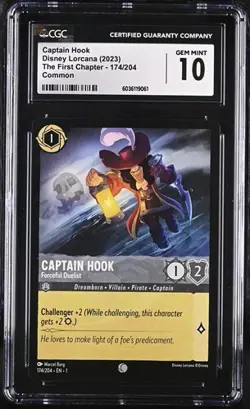 Disney Lorcana The First Chapter Captain Hook - Forceful Duelist CGC 10 - Image 1
