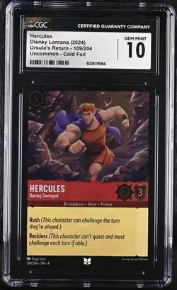 Disney Lorcana Ursula's Return Hercules Daring Demigod 109/204 CGC 10 Top Pop - Image 1