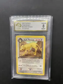 Pokemon Card Dark Persian 42/82 1st Edition Team Rocket Near Mint CGA 8 - Image 1