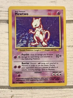 Pokemon TCG Mewtwo 10/102 Base Set Holo Rare Card!! Good/NM! - Image 1