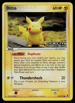 Pokemon Delta Species 63/113 Ditto Pikachu Reverse Holo STAMPED Pokemon Card - Image 1