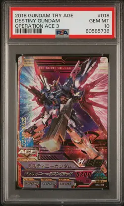 PSA10 OA3-018 Destiny Gundam Perfect Rare Gundam Try Age Card BANDAI - Image 1