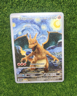 Charizard with Starry Night Pokemon Custom ACG Card Holo Foil Art Anime - Image 1