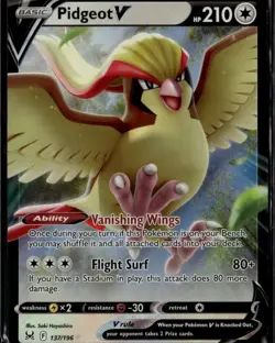 Pidgeot V Ultra Rare SWSH11: Lost Origin 137/196 Colorless Holofoil Pokemon Card - Image 1
