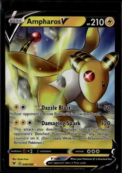 Ampharos V Ultra Rare SWSH04: Vivid Voltage 049/185 Lightning Holo Pokemon Card - Image 1