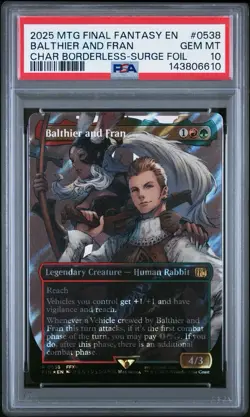 PSA 10 MTG FINAL FANTASY CHARACTER BORDERLESS-SURGE FOIL BALTHIER AND FRAN 0538 - Image 1