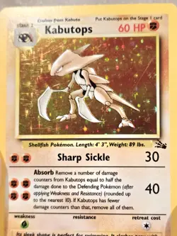 Kabutops Holo 9/62 Rare Fossil Unlimited Pokemon Card WOTC 1999 Vintage NM - Image 3