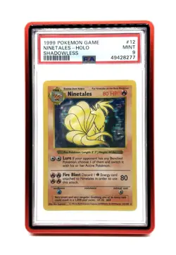 PSA Mint 9 Shadowless Ninetales 12/102 Holo 1999 Pokemon TCG Card With Case - Image 1