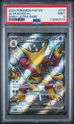 2024 POKEMON PAF EN-PALDEAN FATES SHINY ULTRA RARE #215 ALAKAZAM EX PSA 9 - Image 1