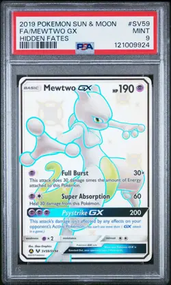 2019 POKEMON SUN & MOON HIDDEN FATES #SV59 FULL ART/MEWTWO GX PSA 9 - Image 1