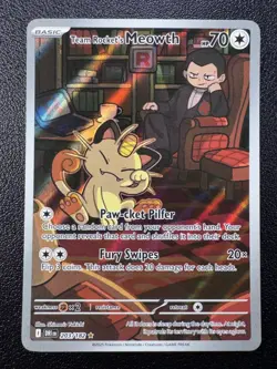 Pokemon: Team Rocket's Meowth Illustration Rare IR Holo 203/182 Destined Rivals - Image 1