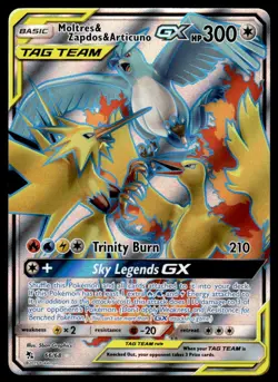 Pokemon TCG Hidden Fates #66/68 Moltres & Zapdos & Articuno GX (Full Art) NM - Image 1
