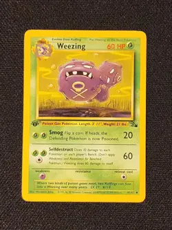 1st Edition Weezing 45/62 Pokemon TCG WOTC Base Set Fossil Light Play LP - Image 1
