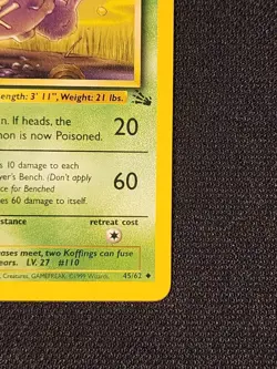 1st Edition Weezing 45/62 Pokemon TCG WOTC Base Set Fossil Light Play LP - Image 3