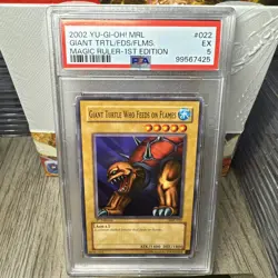 PSA 5 2002 YuGiOh Giant Turtle Who Feeds On Flames 1st Edition Magic Ruler - Image 1