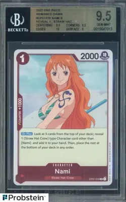 2022 One Piece Romance Dawn OP01016 Nami Pre-Errata BGS 9.5 GEM MINT - Image 1