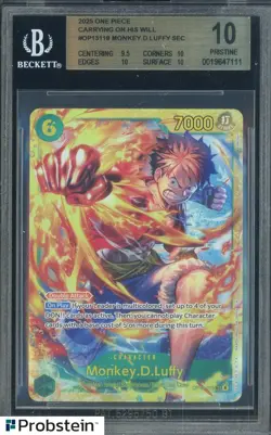 2025 One Piece Carrying on His Will OP13118 Monkey D. Luffy SEC BGS 10 PRISTINE - Image 1