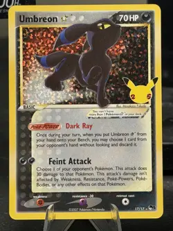 Pokemon Umbreon Star 17/17 Celebrations Classic Collection Holo Stamped Card TCG - Image 1