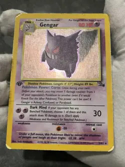 1999 Pokemon Gengar 1st First Edition Fossil Holo Card 5/62 English DMG - Image 4